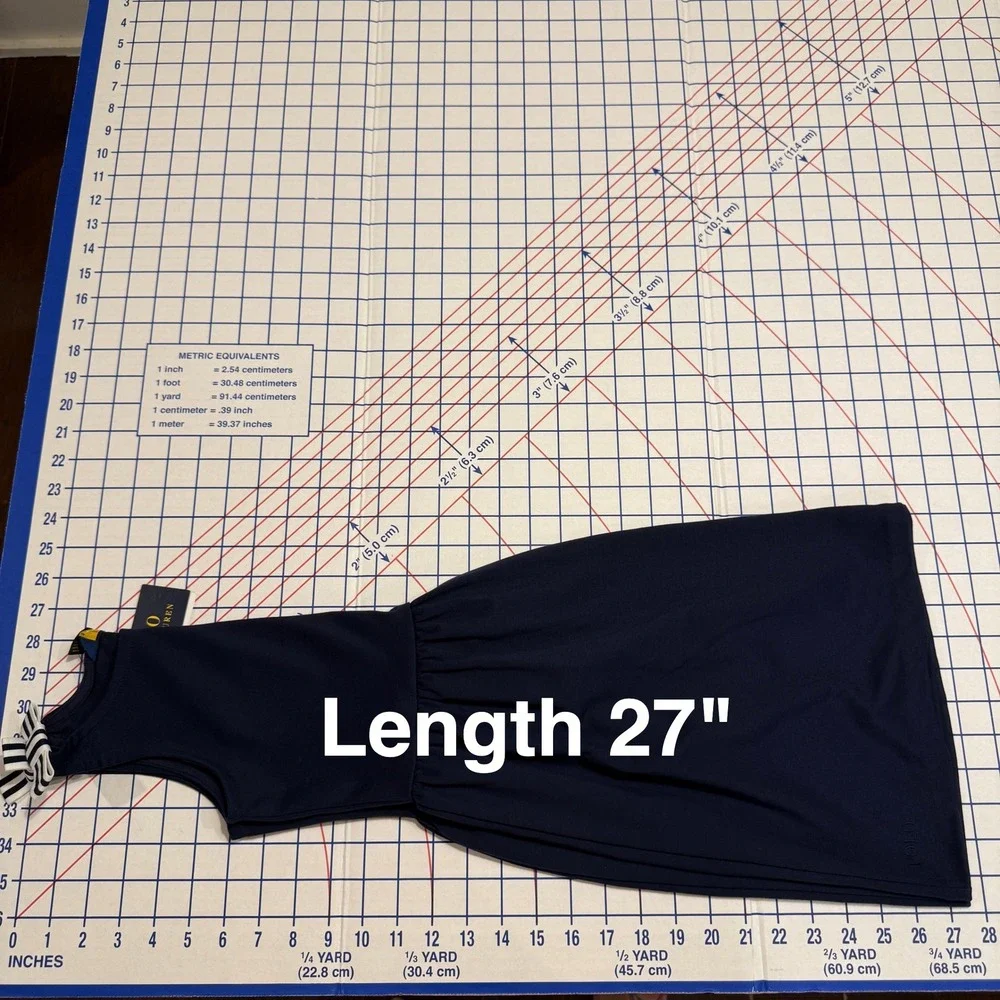 Polo Ralph Lauren Dress Kids M 8-10 Blue Striped Bow‎ Shoulder Preppy Nautical